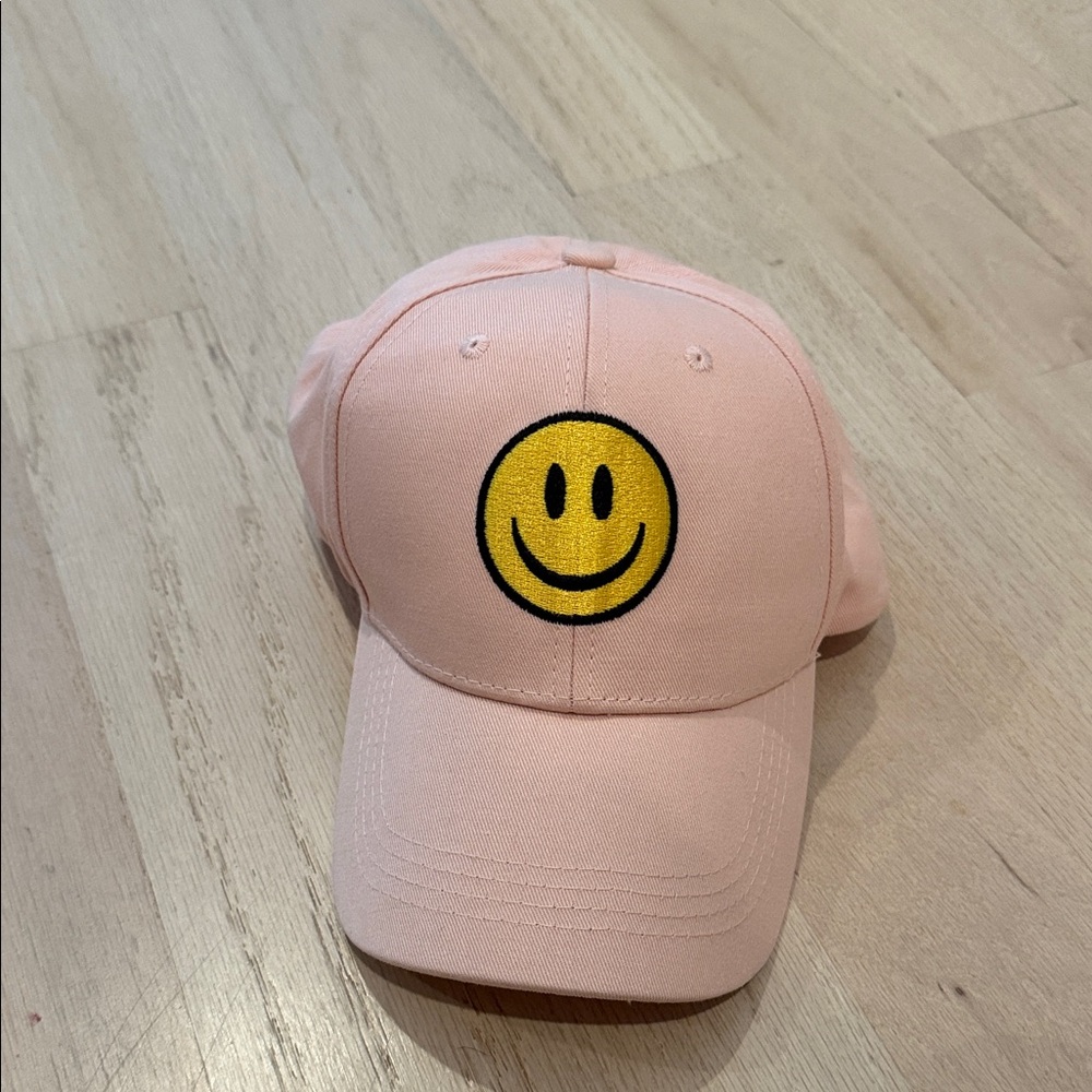Pink Smiley Face Kids Baseball Cap